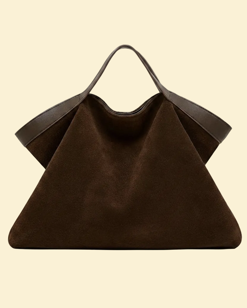 Vesper women's shoulder bag in genuine cowhide leather with suede accents by Lune Floue - view 2