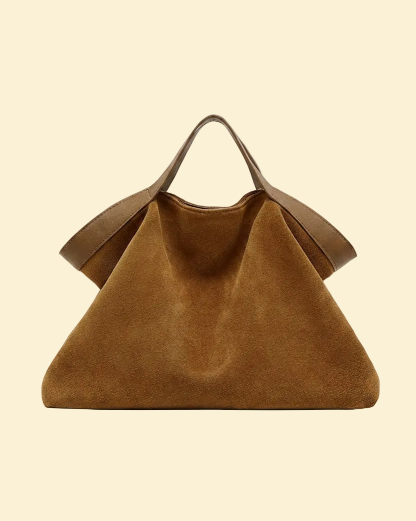 Vesper women's shoulder bag in genuine cowhide leather with suede accents by Lune Floue