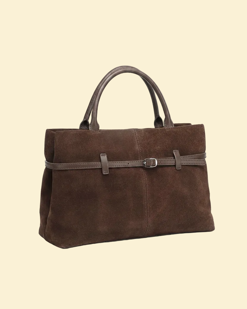 Selene women's tote bag in genuine cowhide leather with suede finish by Lune Floue - view 2