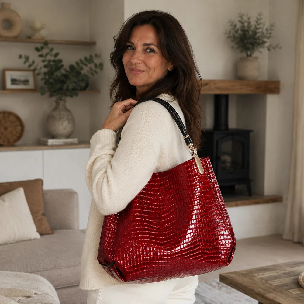 Inès | Embossed Shoulder Bag — Lune Floue