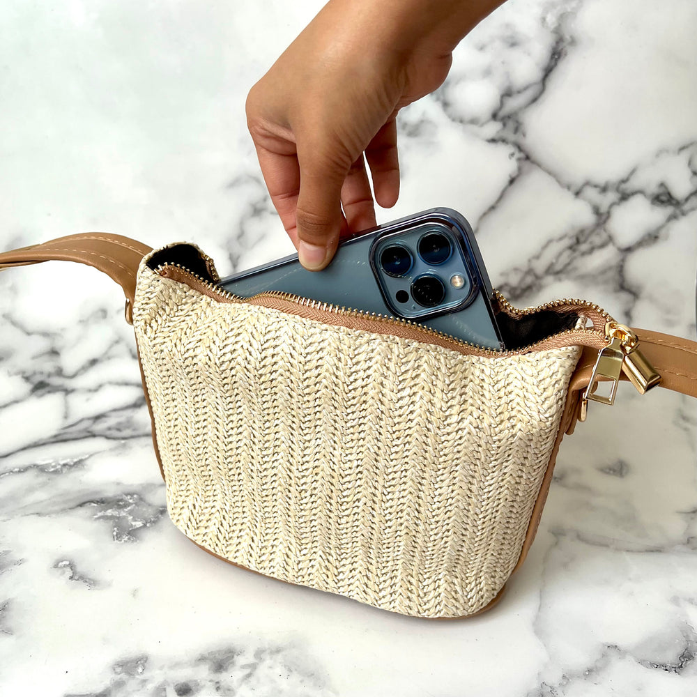 Fleur | Rattan Boho Bucket Bag — Lune Floue