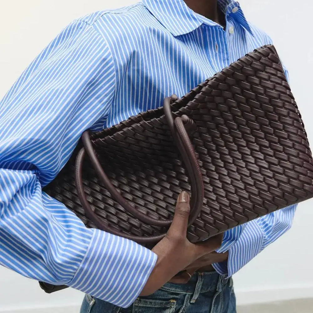 Seraphine | Woven Vegan Leather Tote — Lune Floue