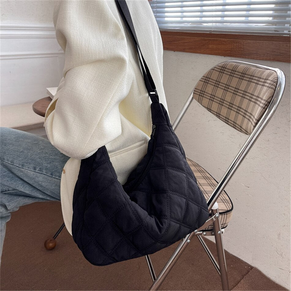 Noémie women's shoulder bag in quilted cotton and nylon by Lune Floue - view 7