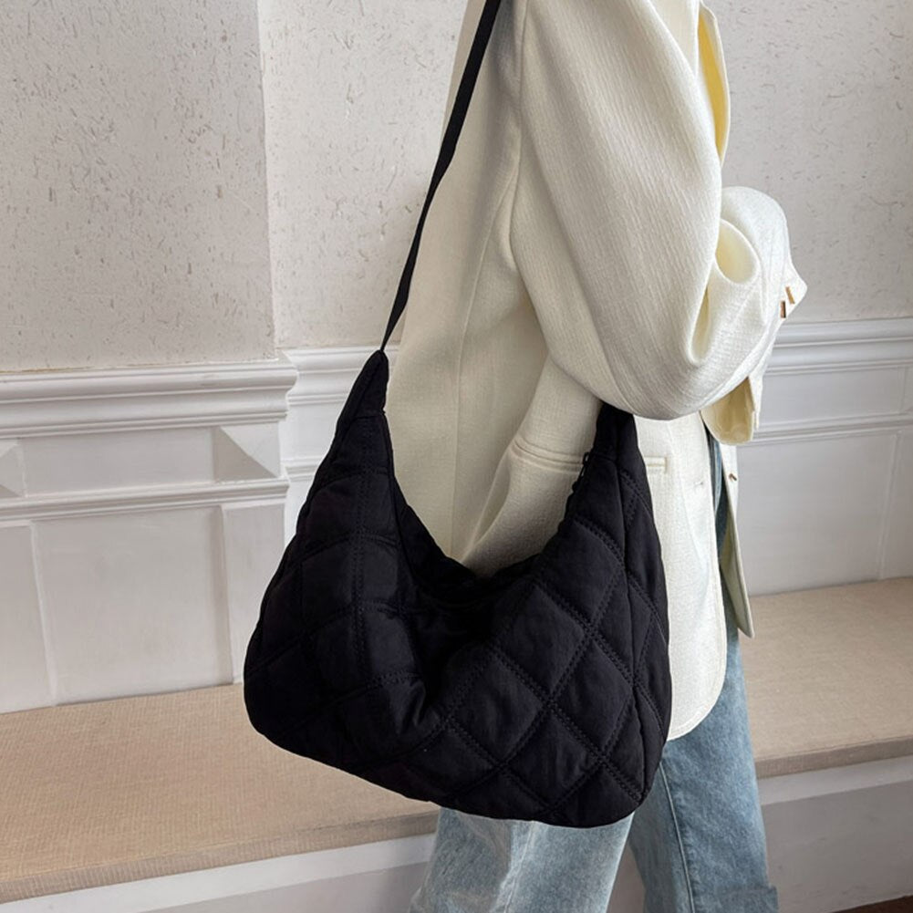 Noémie women's shoulder bag in quilted cotton and nylon by Lune Floue - view 4