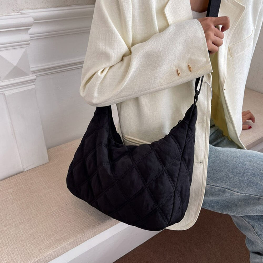 Noémie women's shoulder bag in quilted cotton and nylon by Lune Floue - view 6