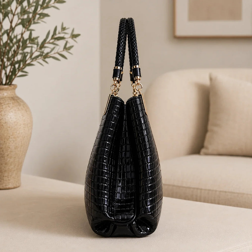 Inès | Embossed Shoulder Bag — Lune Floue