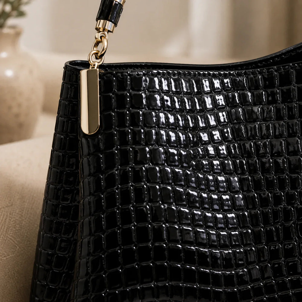 Inès | Embossed Shoulder Bag — Lune Floue
