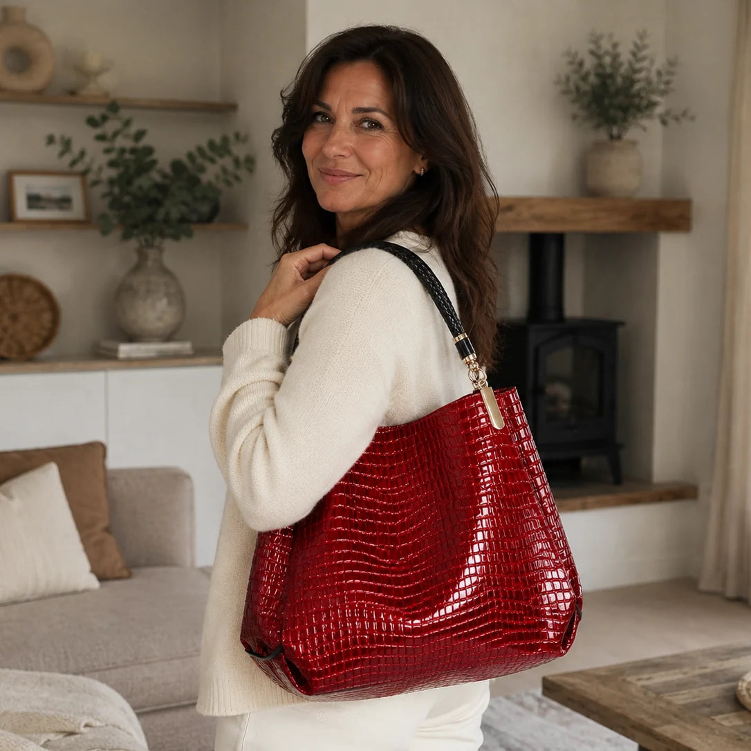 Inès | Embossed Shoulder Bag — Lune Floue