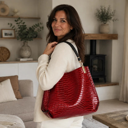 Inès | Embossed Shoulder Bag — Lune Floue