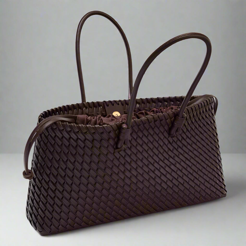 Seraphine | Woven Vegan Leather Tote — Lune Floue