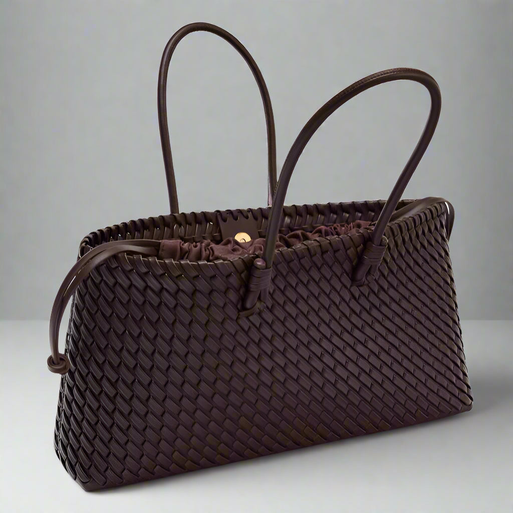 Seraphine | Woven Vegan Leather Tote — Lune Floue