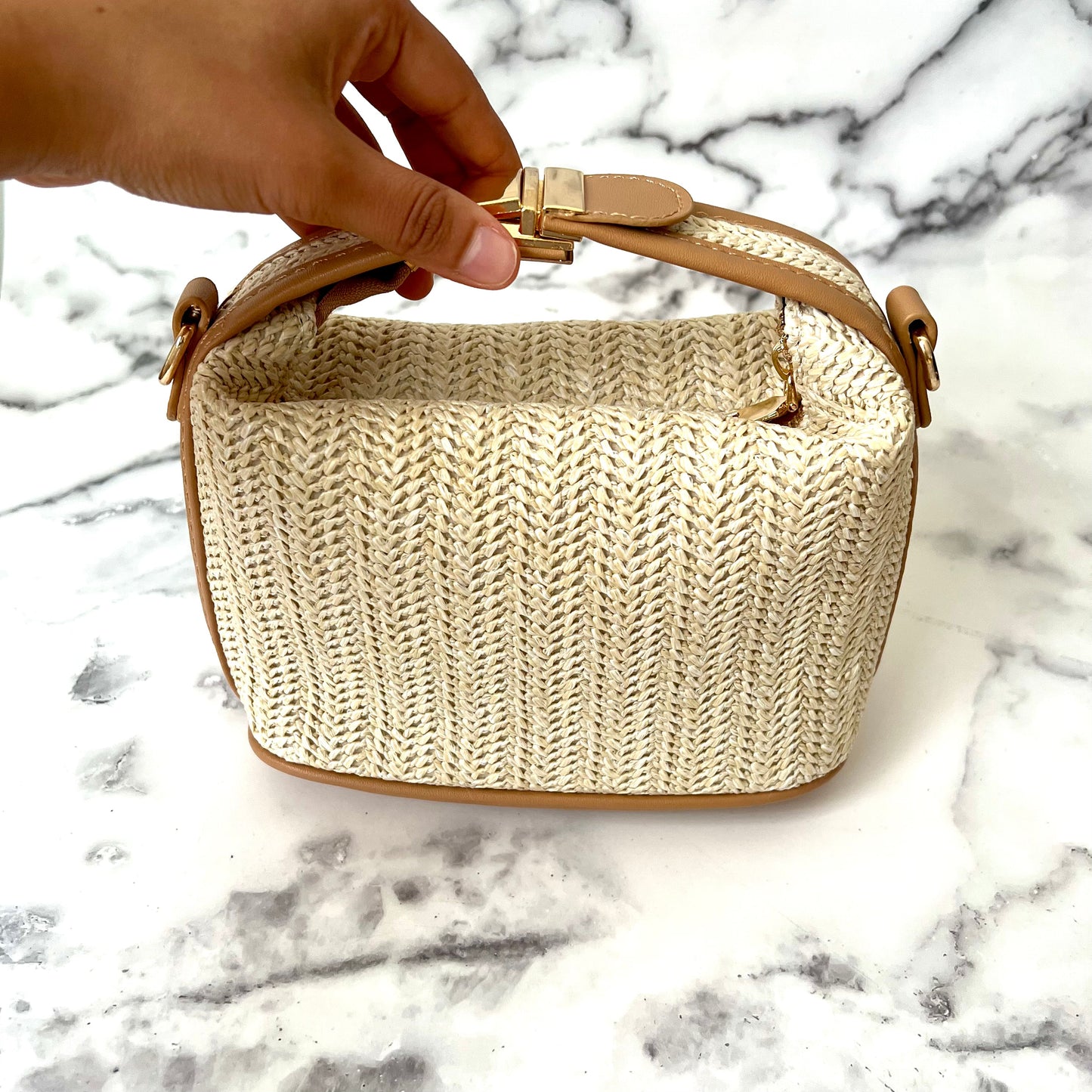 Fleur | Rattan Boho Bucket Bag — Lune Floue