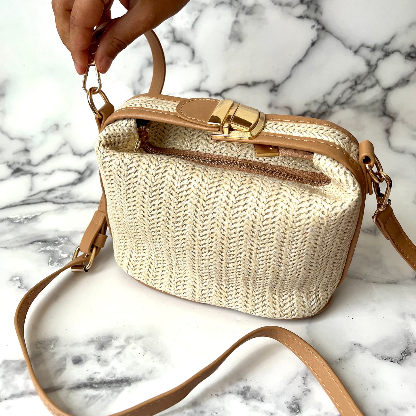 Fleur | Rattan Boho Bucket Bag — Lune Floue