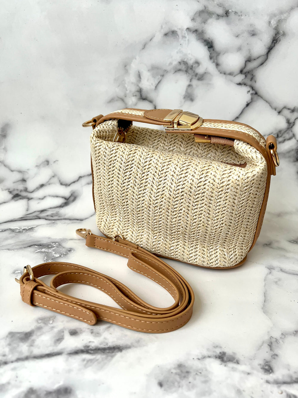 Fleur | Rattan Boho Bucket Bag — Lune Floue