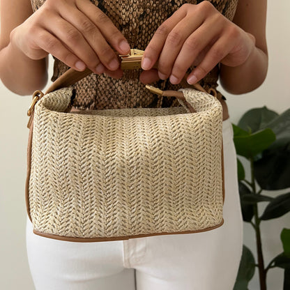 Fleur | Rattan Boho Bucket Bag — Lune Floue