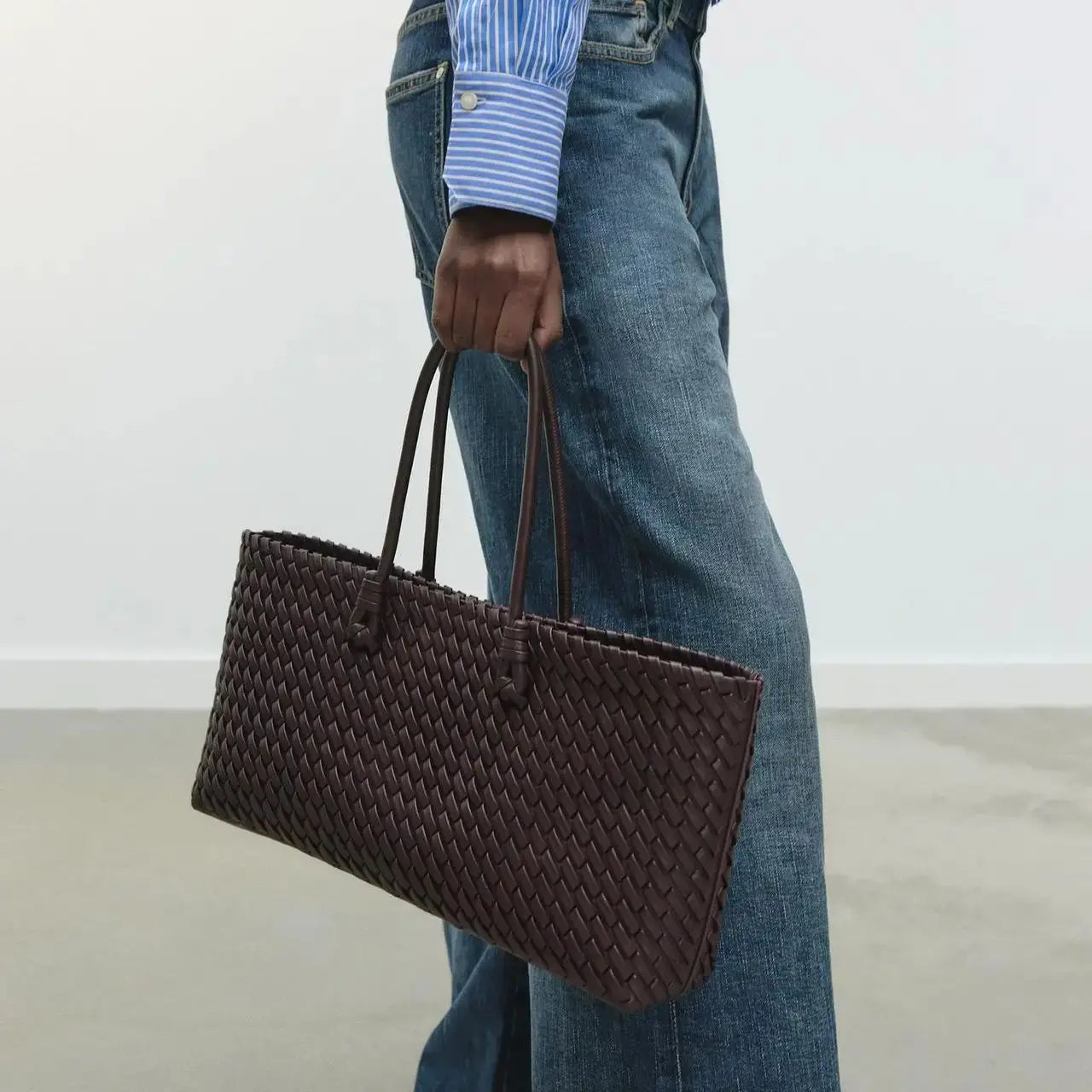 Seraphine | Woven Vegan Leather Tote — Lune Floue