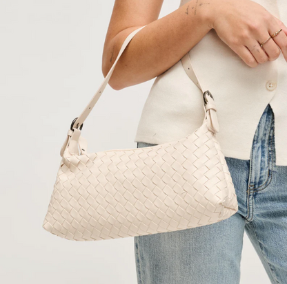 Marielle women's shoulder bag in woven vegan leather by Lune Floue - view 7