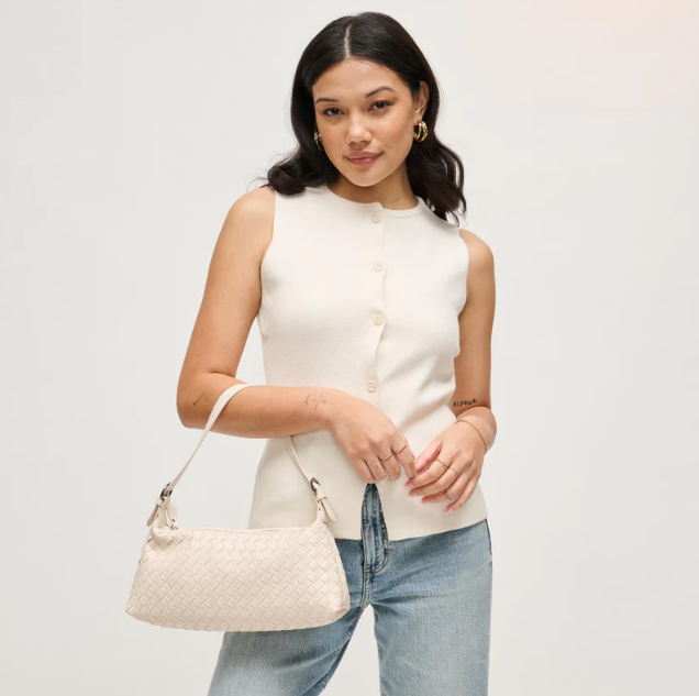 Marielle women's shoulder bag in woven vegan leather by Lune Floue - view 6