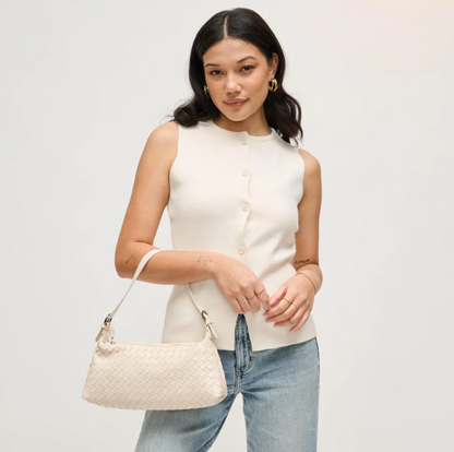Marielle women's shoulder bag in woven vegan leather by Lune Floue - view 6