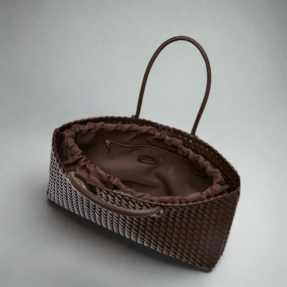 Seraphine | Woven Vegan Leather Tote — Lune Floue