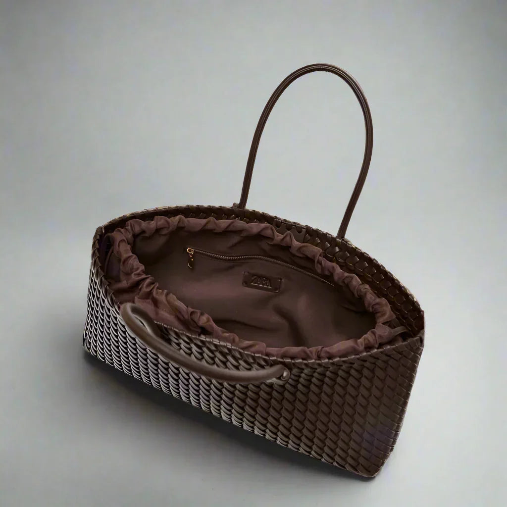 Seraphine | Woven Vegan Leather Tote — Lune Floue