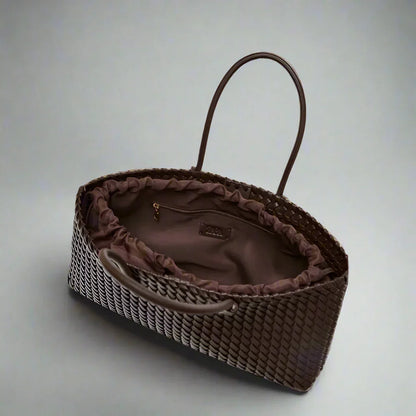 Seraphine | Woven Vegan Leather Tote — Lune Floue