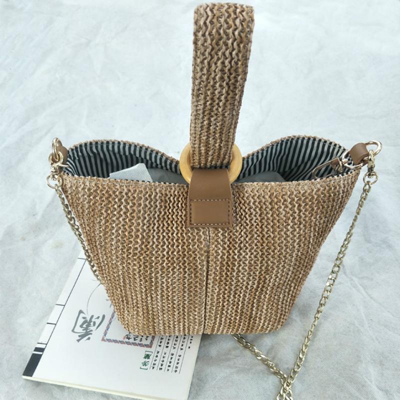 Daphné | Woven Straw Bucket Bag — Lune Floue
