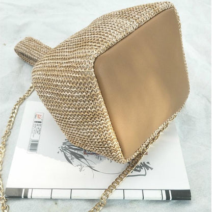 Daphné | Woven Straw Bucket Bag — Lune Floue