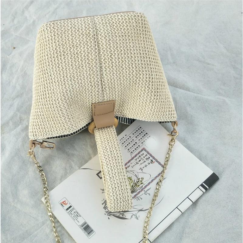 Daphné | Woven Straw Bucket Bag — Lune Floue