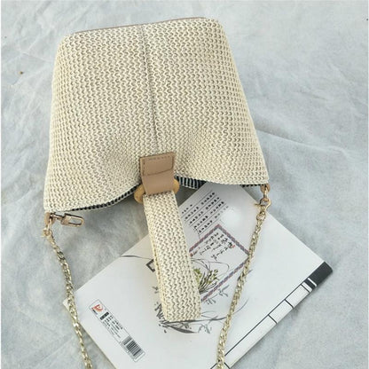 Daphné | Woven Straw Bucket Bag — Lune Floue