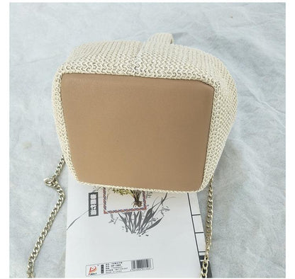 Daphné | Woven Straw Bucket Bag — Lune Floue