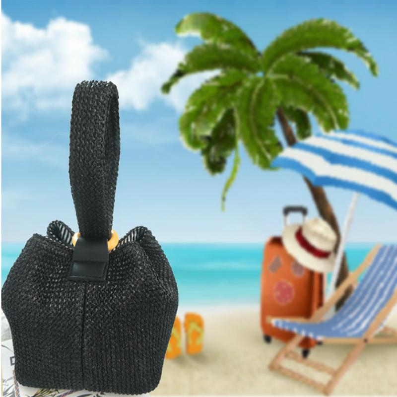 Daphné | Woven Straw Bucket Bag — Lune Floue