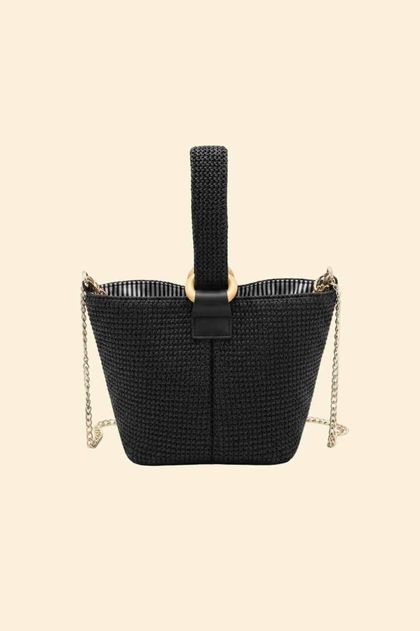 Daphné | Woven Straw Bucket Bag — Lune Floue