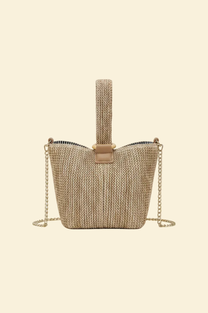 Daphné | Woven Straw Bucket Bag — Lune Floue