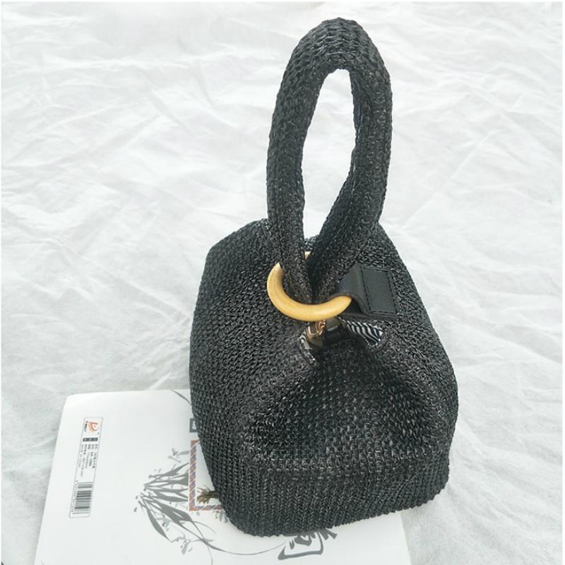 Daphné | Woven Straw Bucket Bag — Lune Floue