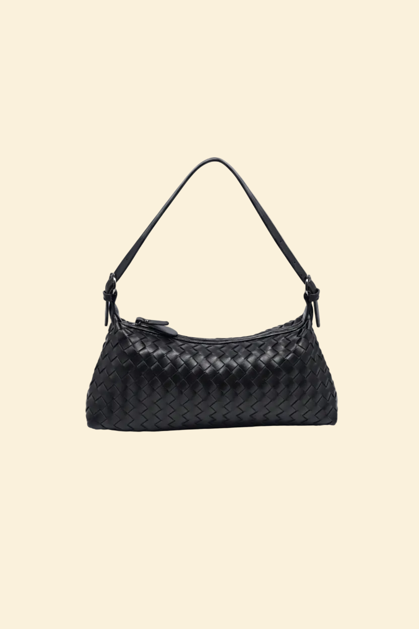 Marielle women's shoulder bag in woven vegan leather by Lune Floue - view 2