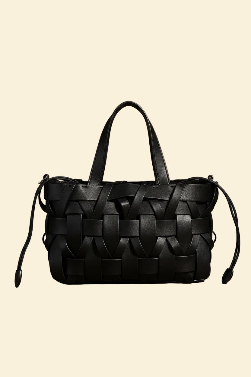Léonie women's top handle bag in woven vegan leather by Lune Floue - view 4