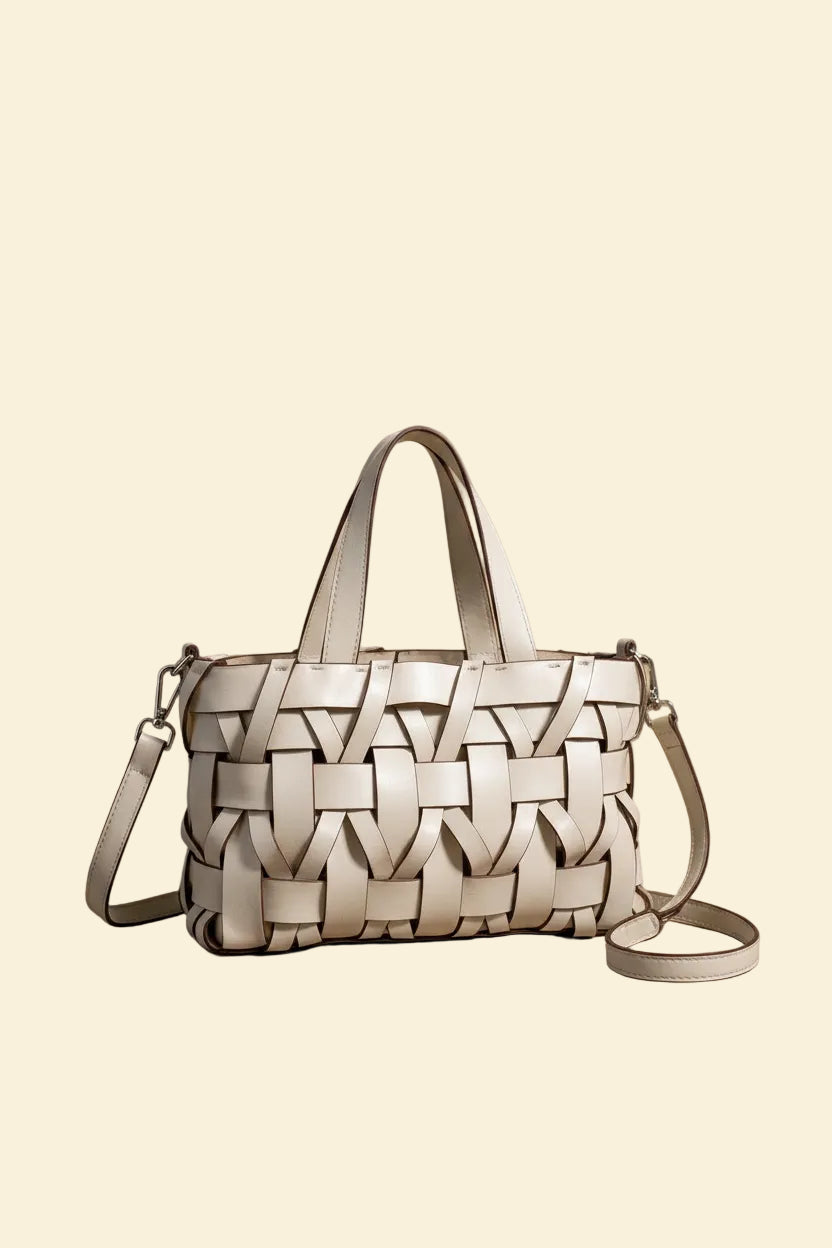 Léonie women's top handle bag in woven vegan leather by Lune Floue - view 5