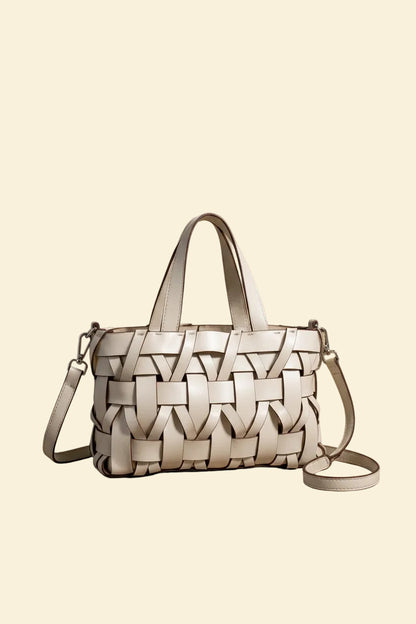 Léonie women's top handle bag in woven vegan leather by Lune Floue - view 5