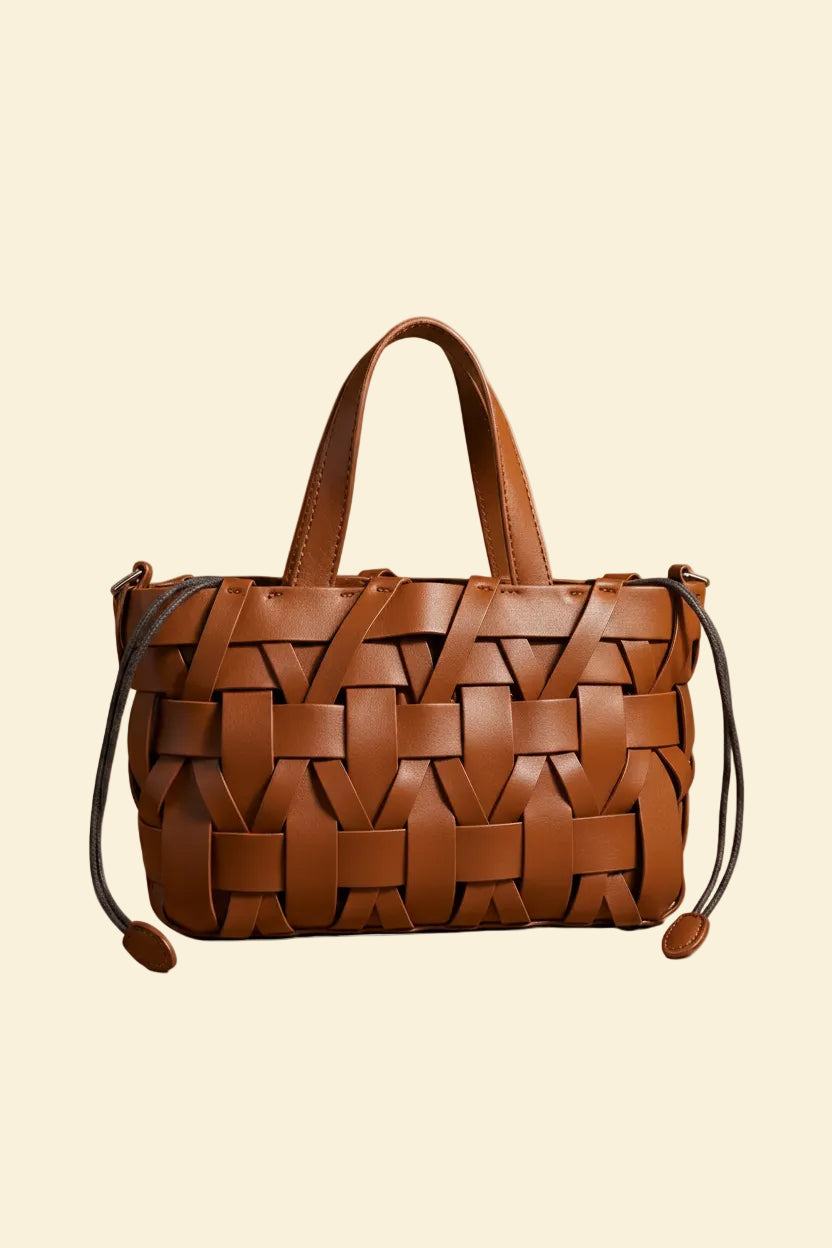 Léonie women's top handle bag in woven vegan leather by Lune Floue - view 2