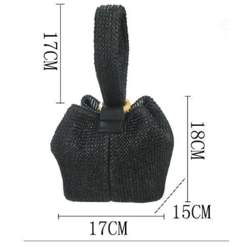 Daphné | Woven Straw Bucket Bag — Lune Floue