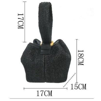 Daphné | Woven Straw Bucket Bag — Lune Floue
