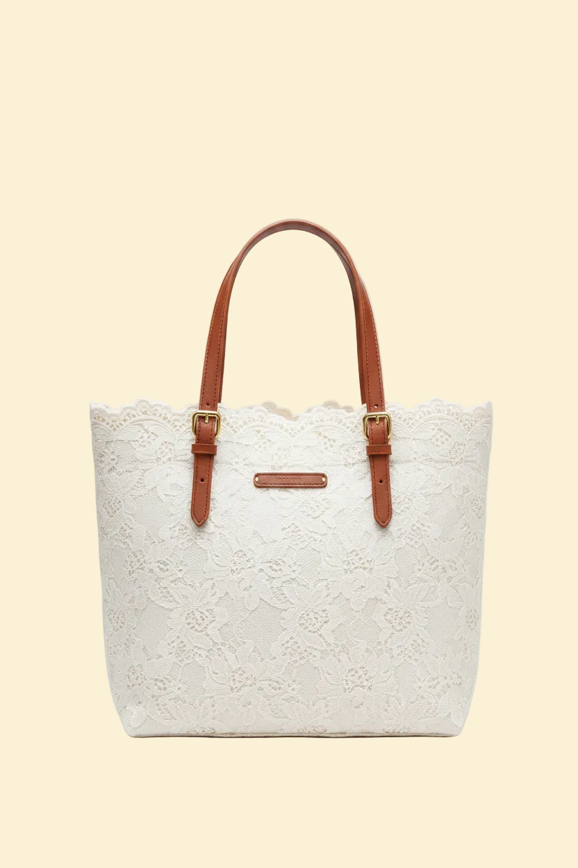 Cosette | Floral Lace Shoulder Tote — Lune Floue