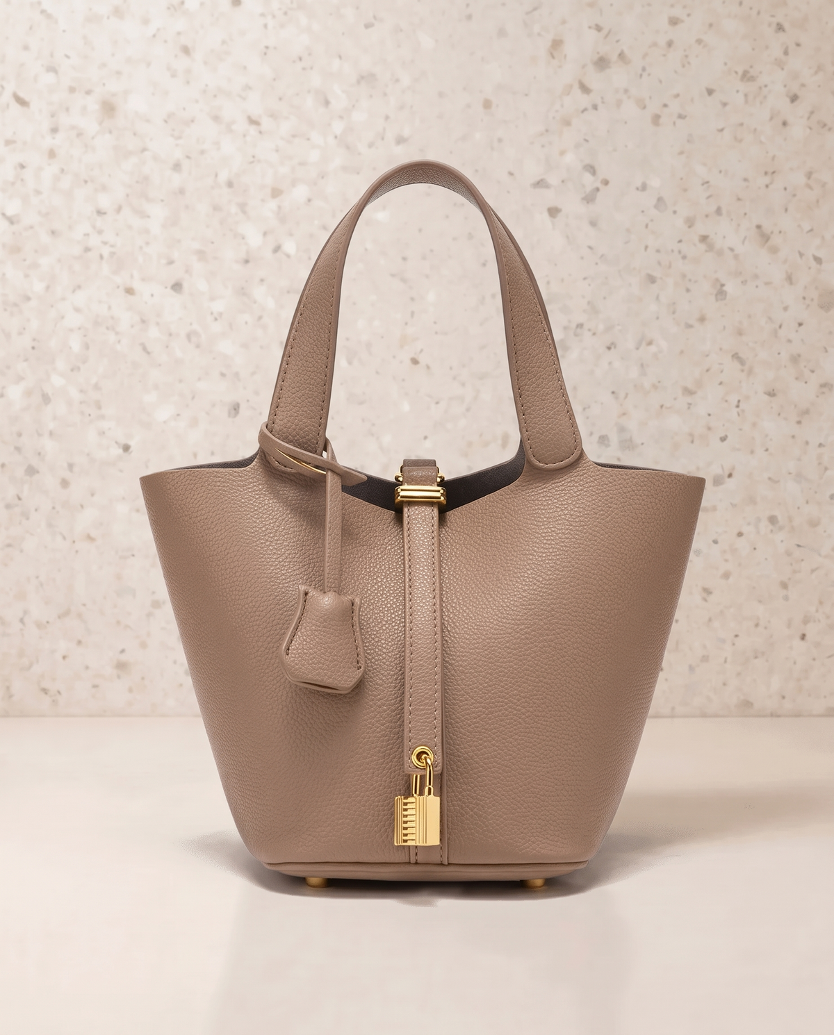 Isaure | Pebbled Vegan Leather Bucket Bag