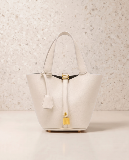 Isaure | Pebbled Vegan Leather Bucket Bag